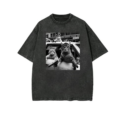 Funny Cat Gang Vintage Tee Cat Shirt,Funny Graphic meme Shirts,Tee Gift ForGraphic Tee