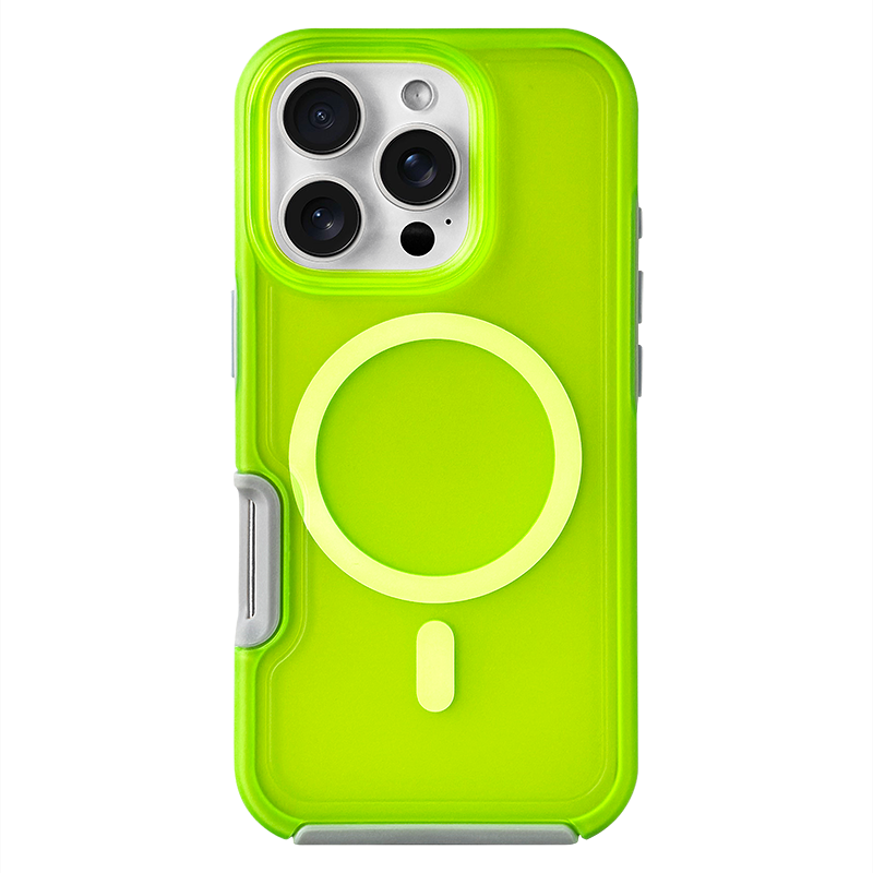 Premium Feeling Glitter iPhone 16ProMax Magnetic Phone Case for Apple MagSafe Fluorescent Green New Fashion Simple 15Plus Full Package 14 Drop Protection 13 Case
