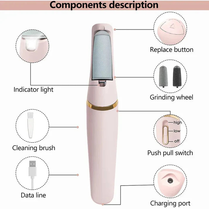 Electric Foot Callus Remover – Rechargeable Pedicure File for Dead Skin, Cracked Heels & Smooth Feet