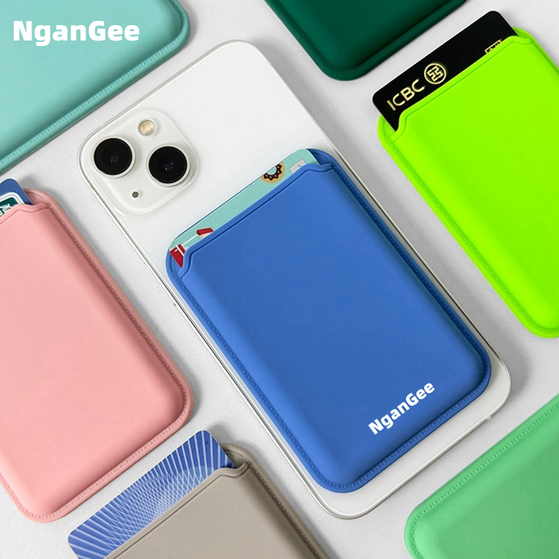 Silicone MagSafe magnetic card case for Apple iPhone 15 case photo ID bank card insert card
