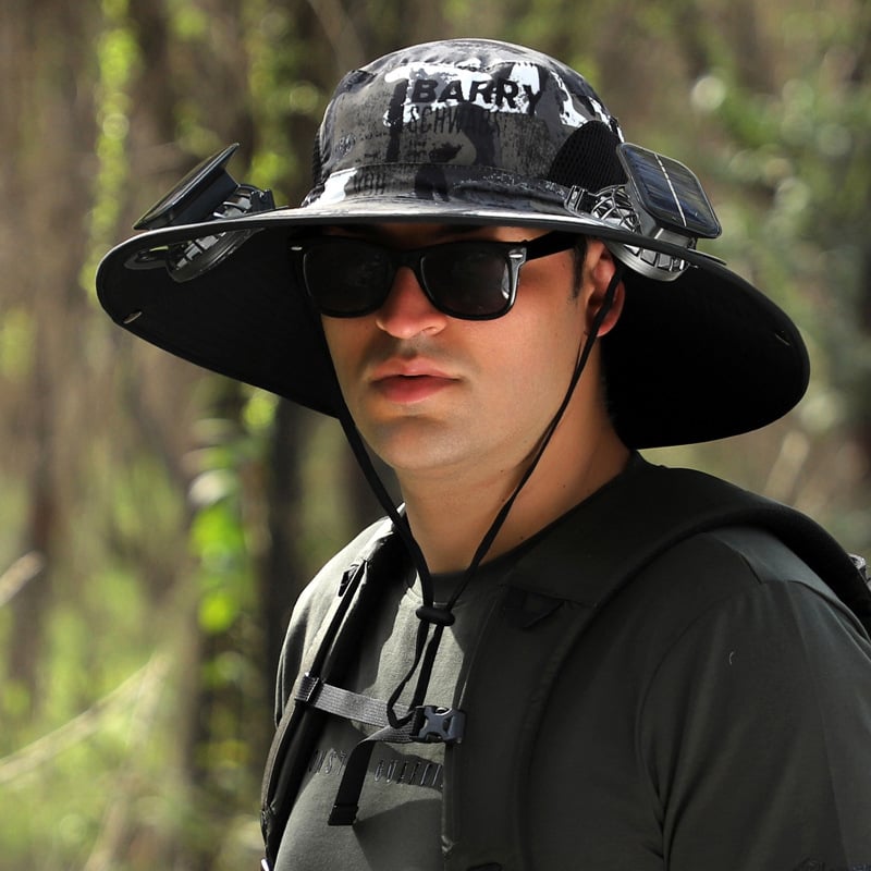 🔥Father's Day Sale 49% OFF - Wide Brim Solar Fan Outdoor Fishing Hat-Solar & USB Charging