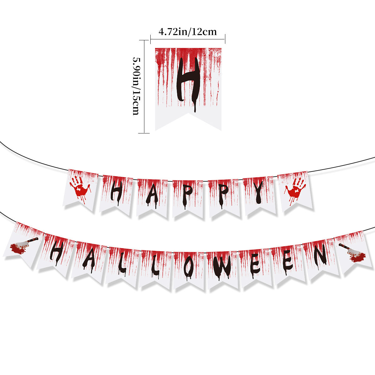 Halloween horror blood knife flag