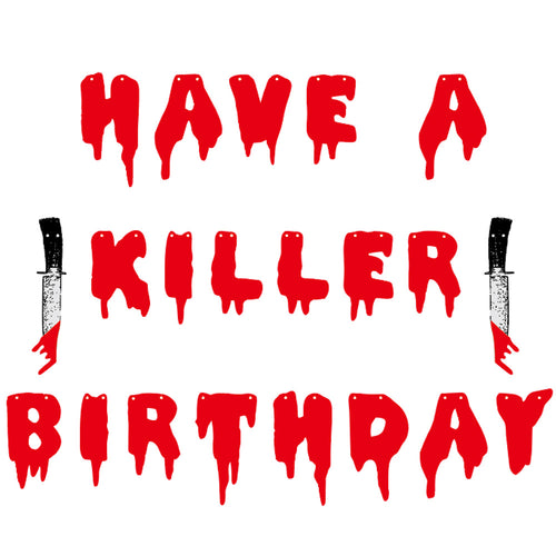 Halloween horror blood knife flag