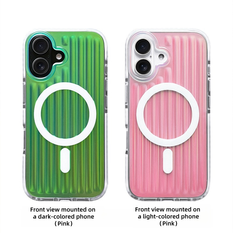 Dazzle Color Gradient Stripe Luggage iPhone 16ProMax Magnetic Case for Apple MagSafe Simple 15 All-inclusive Drop Protection 14/13 Fashion 16Plus Case