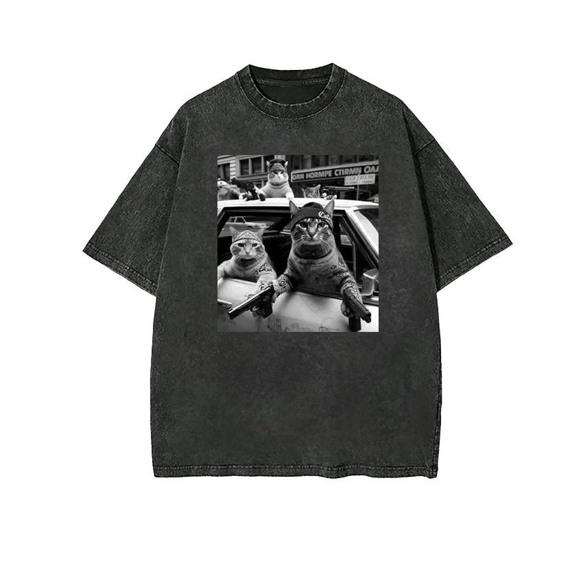 Funny Cat Gang Vintage Tee Cat Shirt,Funny Graphic meme Shirts,Tee Gift ForGraphic Tee