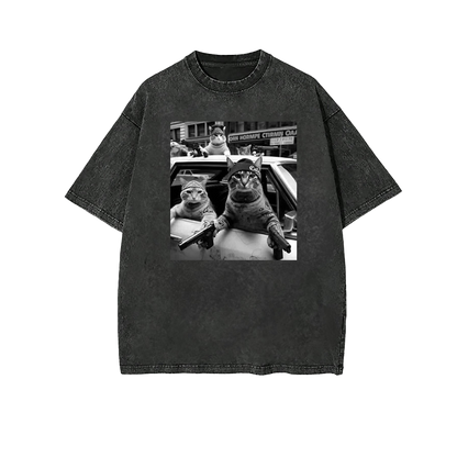 Funny Cat Gang Vintage Tee Cat Shirt,Funny Graphic meme Shirts,Tee Gift ForGraphic Tee