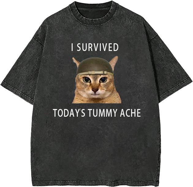 Survived Todays Tummy Ache Y2k Tee,Retro Funny Meme Unisex Tee,Vintage Graphic Tee