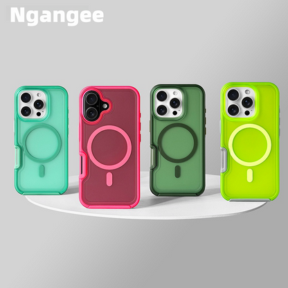 Premium Feeling Glitter iPhone 16ProMax Magnetic Phone Case for Apple MagSafe Fluorescent Green New Fashion Simple 15Plus Full Package 14 Drop Protection 13 Case