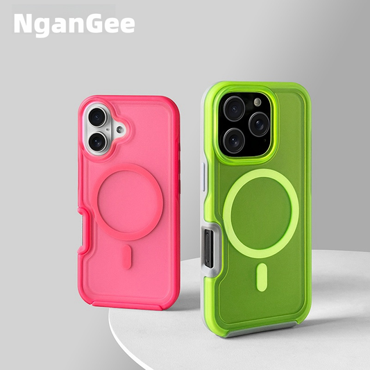 Premium Feeling Glitter iPhone 16ProMax Magnetic Phone Case for Apple MagSafe Fluorescent Green New Fashion Simple 15Plus Full Package 14 Drop Protection 13 Case
