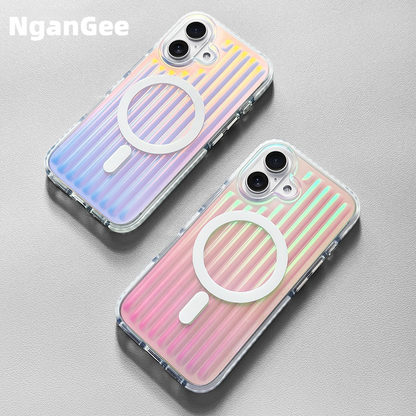 Dazzle Color Gradient Stripe Luggage iPhone 16ProMax Magnetic Case for Apple MagSafe Simple 15 All-inclusive Drop Protection 14/13 Fashion 16Plus Case