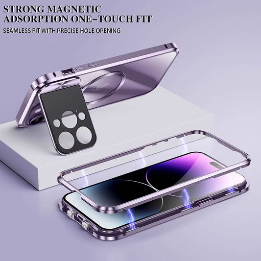 Newest HD Transparent Metal Case Cover with Large Window Camera Folding Holder Magnetic for iPhone 13 iPhone 14