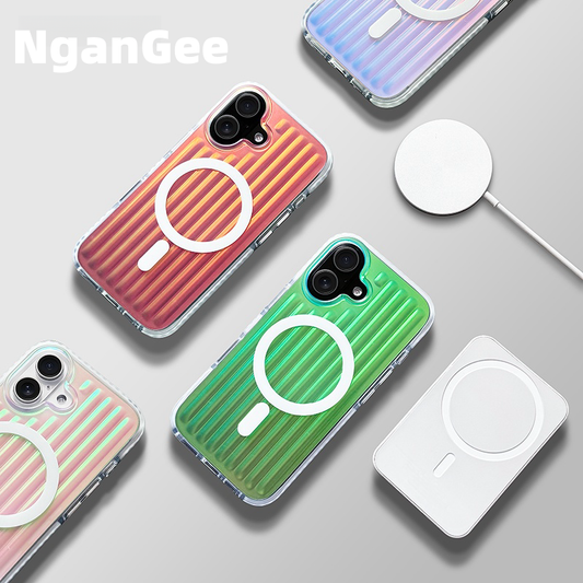 Dazzle Color Gradient Stripe Luggage iPhone 16ProMax Magnetic Case for Apple MagSafe Simple 15 All-inclusive Drop Protection 14/13 Fashion 16Plus Case