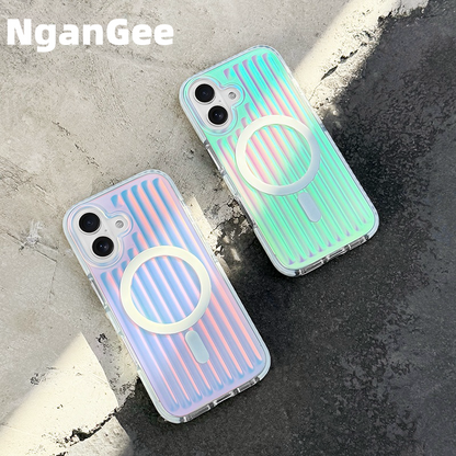 Dazzle Color Gradient Stripe Luggage iPhone 16ProMax Magnetic Case for Apple MagSafe Simple 15 All-inclusive Drop Protection 14/13 Fashion 16Plus Case